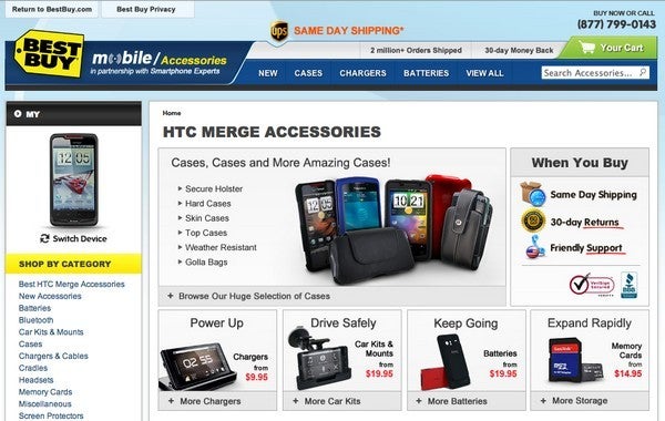 Best Buy&#039;s site shows off a handful of accessories for the Motorola DROID Bionic &amp; HTC Merge