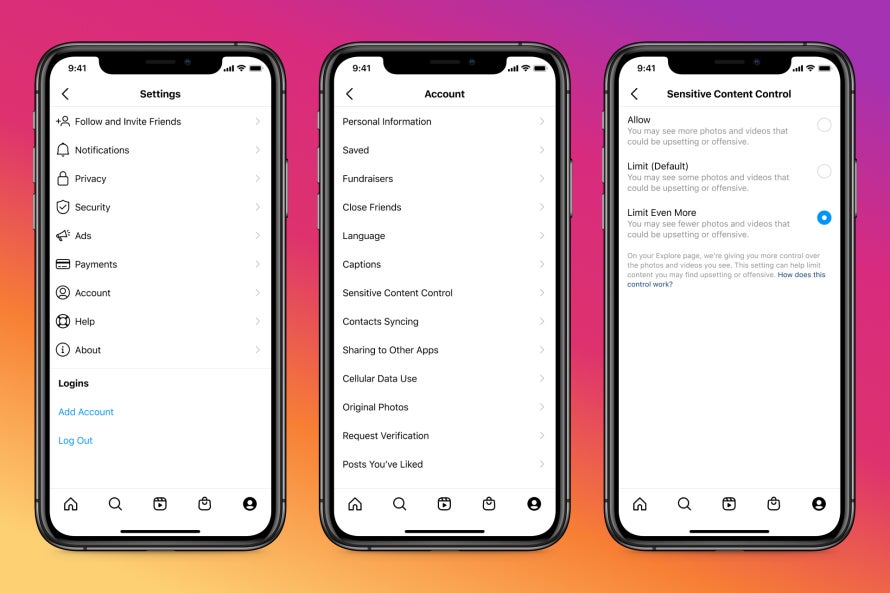 The Sensitive Content Control option - Instagram's new Sensitive Content Control feature gives you more control over what you want to see in 'Explore'