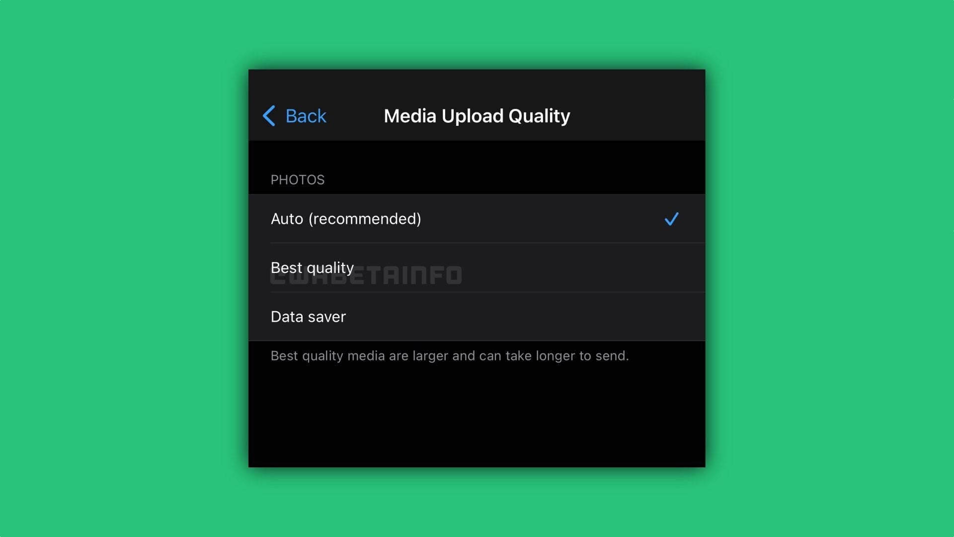 WhatsApp beta for iOS's new image quality options - WhatsApp beta for iOS introduces the option to send better quality images via the chat service