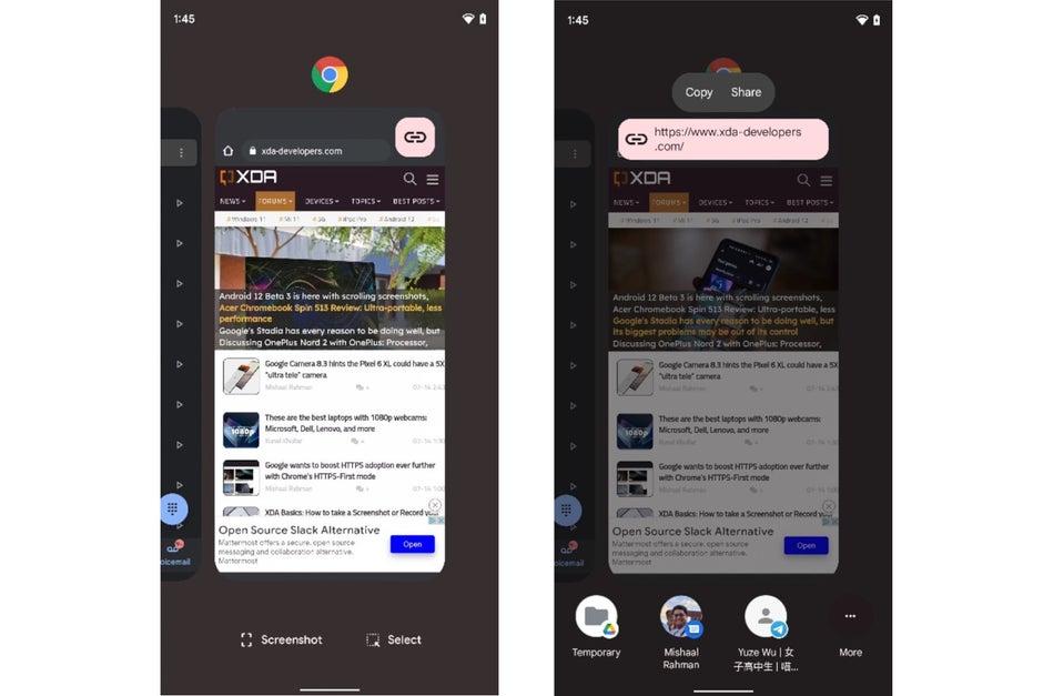 Android 12 Beta 3 reveals new URL sharing feature