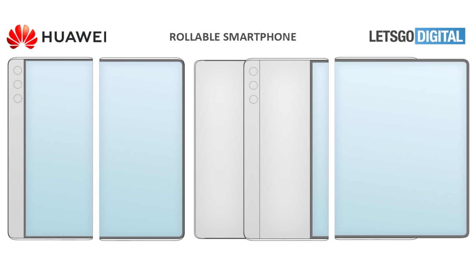 Sketches from Huawei&#039;s patent in 2020 - A Huawei Mate X Rollable is in the works