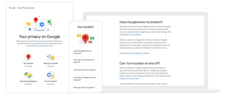 O Google está disseminando material para ajudar adolescentes e pais a aprender sobre suas políticas - o Google torna seus aplicativos mais seguros e privados para adolescentes e pré-adolescentes
