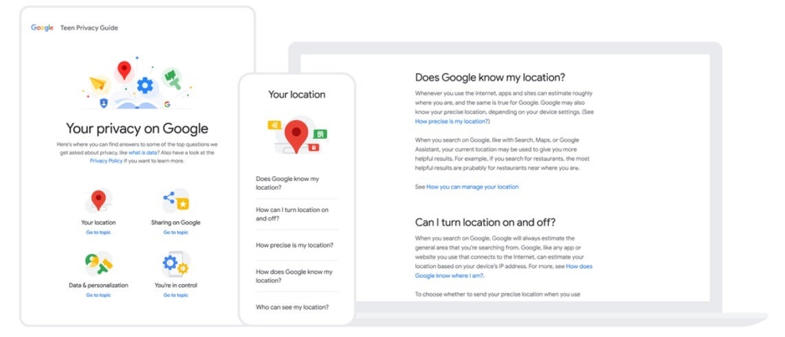 Google is disseminating material to help teens and parents learn about its policies - Google makes its apps safer and more private for teens and pre-teens