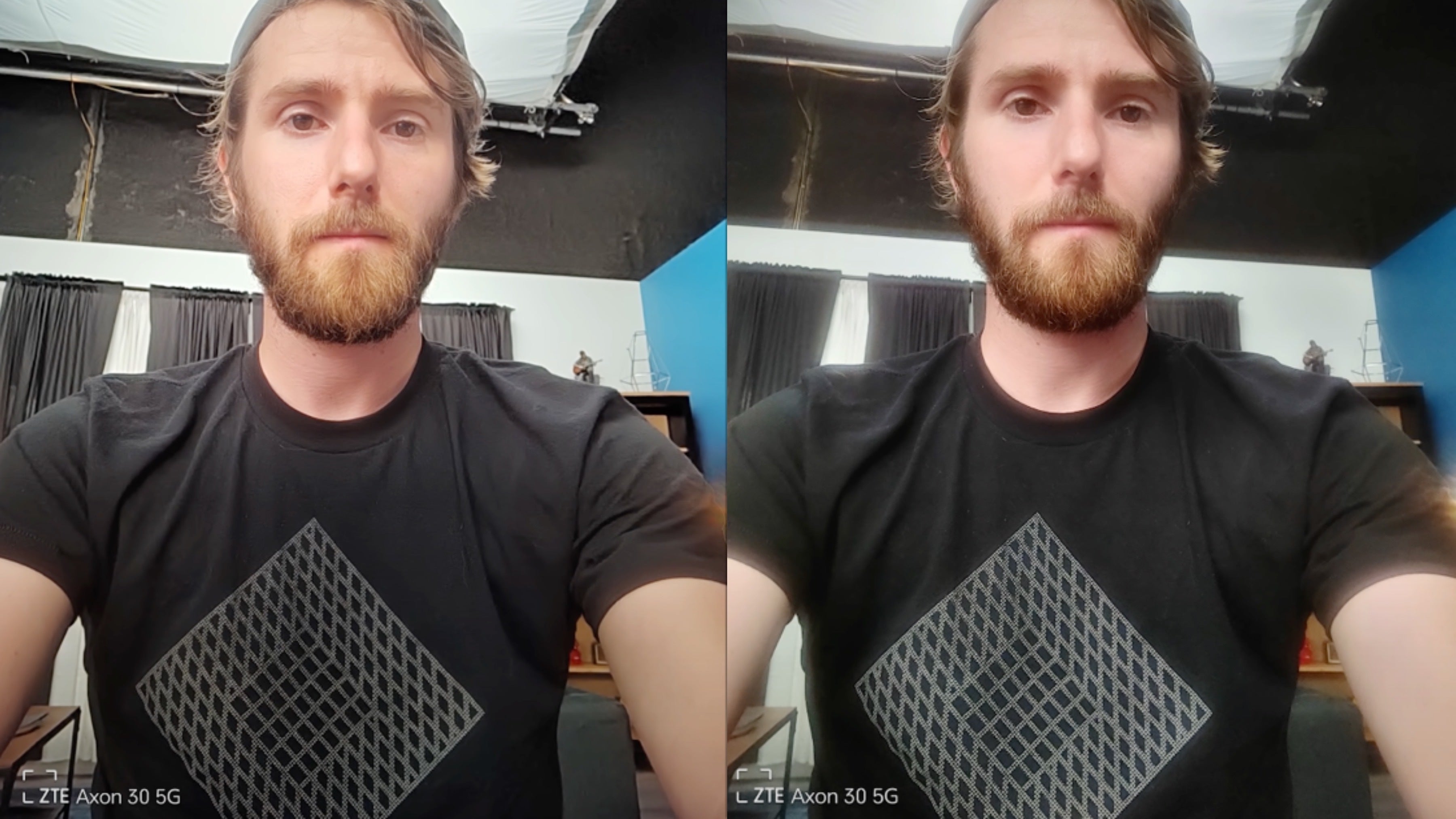 Enhanced photo (left) vs regular (right). The difference is huge. Well done, ZTE! Image courtesy of ShortCircuit (YouTube). - It's happening! Under-display camera phones are finally here, but not all are created equal