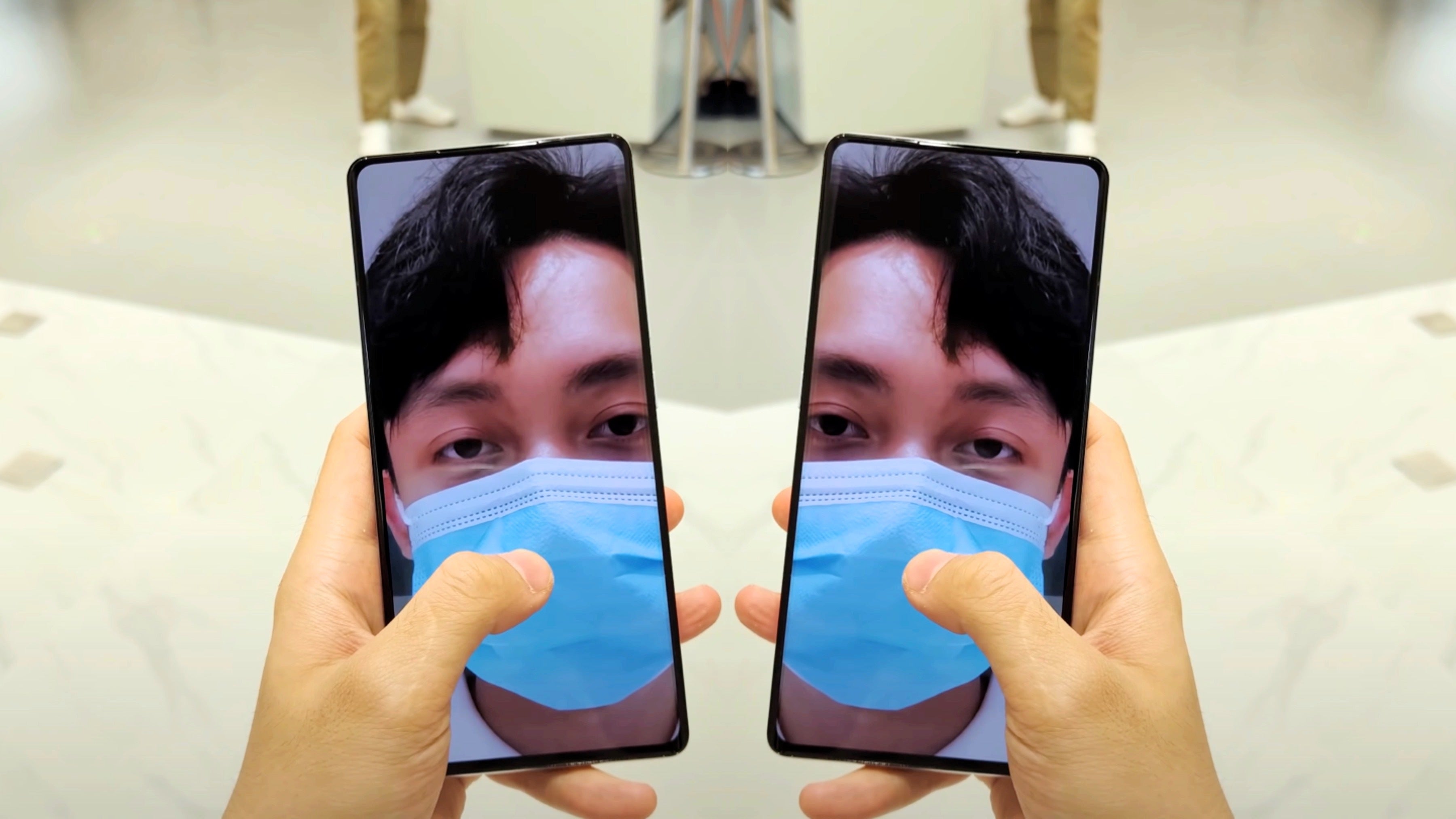 The Mi Mix 4's UDC is pretty much just as well masked as the one of the Axon 30 5G. Image courtesy of Sami Tech Tips (YouTube). - It's happening! Under-display camera phones are finally here, but not all are created equal