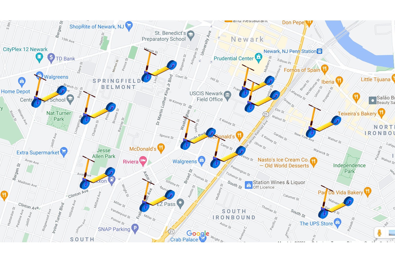 This is a visual only - not an actual representation of the app update - Google Maps integrates new e-bike, scooter rentals