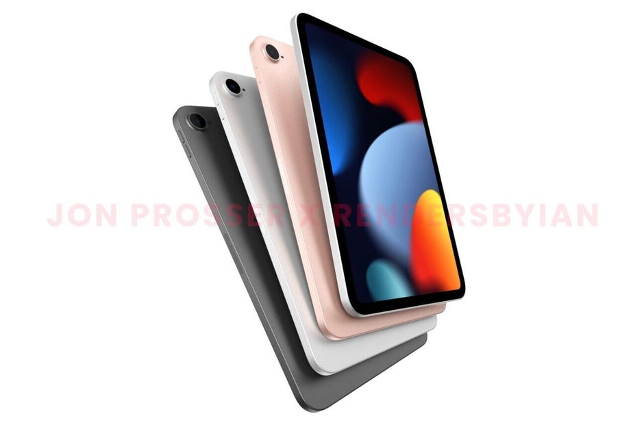iPad mini 6 (render) vs iPad mini 5 - iPad mini 6 template shows uniform bezels without Home button and larger rear camera