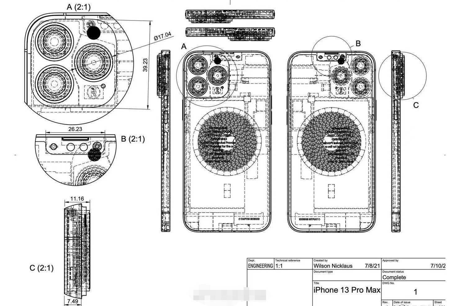 Alleged iPhone 13 Pro Max design sketch - New images claim to show the back of the Rose Gold iPhone 13 Pro