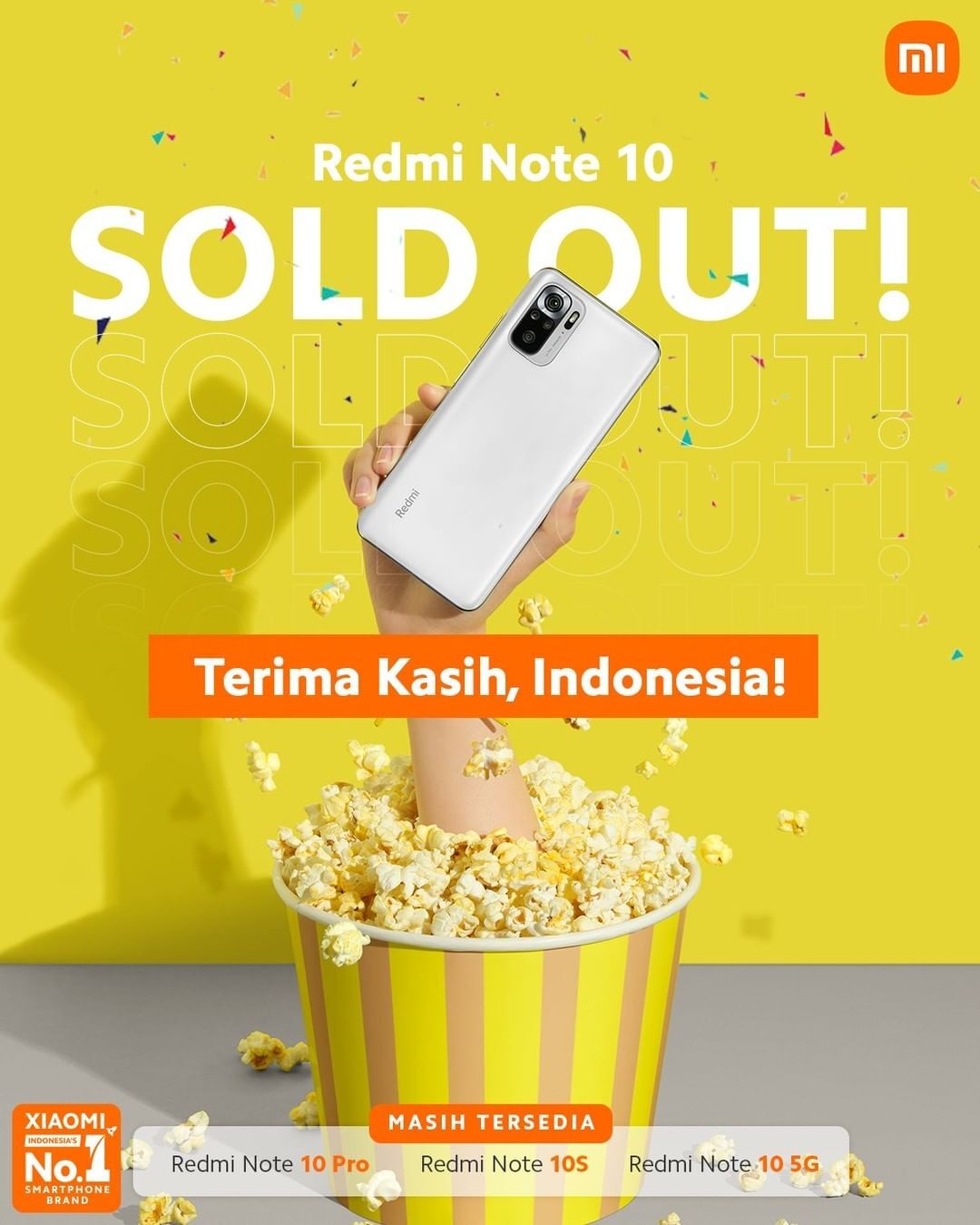 Xiaomi Indonesia's Instagram post about the Redmi Note 10 being sold out - Redmi Note 10 production on a pause; Chip shortages finally affecting Xiaomi