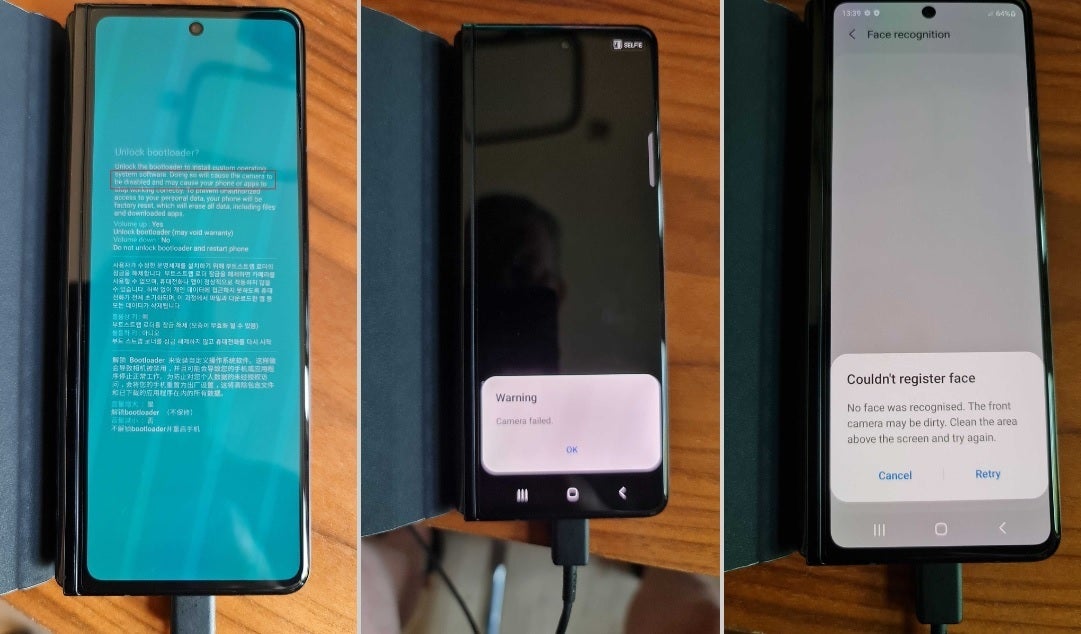 Samsung warns Galaxy Z Fold 3 users that unlocking the phone&#039;s bootloader will disable the handset&#039;s cameras - Unlock the bootloader on the 5G Samsung Galaxy Z Fold 3 and its cameras become disabled