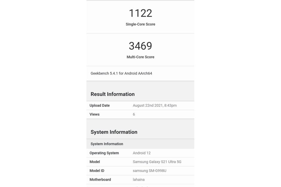 Geekbench apparently lists a Galaxy S21 Ultra variant that runs Android 12 - Samsung preps for imminent Android 12 rollout