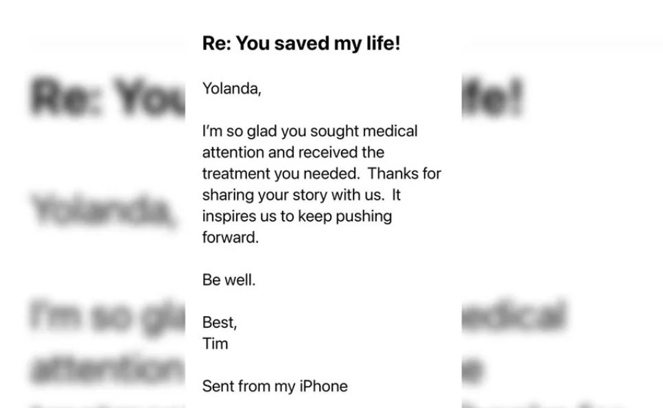 Apple CEO Tim Cook responds quickly to a letter from De Leon - Apple Watch warns user of very high heart rate and Afib; bottom line: another life saved