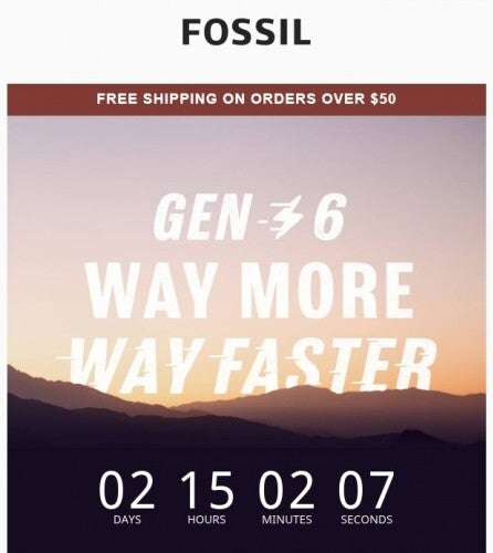 The countdown timer found in an email from Fossil - Fossil Gen 6 smartwatches to be revealed on August 30