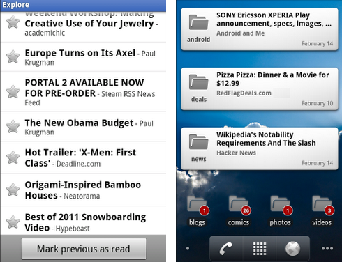 Android&#039;s Google Reader app gets new widgets