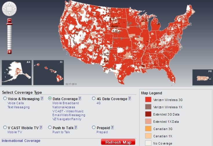 Verizon 3G coverage map - First weekly batch of network speed tests comparing Verizon and AT&amp;T iPhone 4s is in