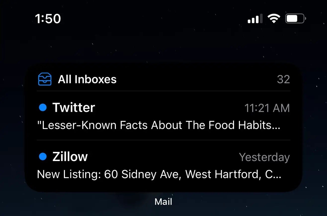 The iOS Mail app get its own widget in iOS 15. Image credit-lifehacker - Widget fans, pay attention! New Apple-developed widgets are included in iOS 15