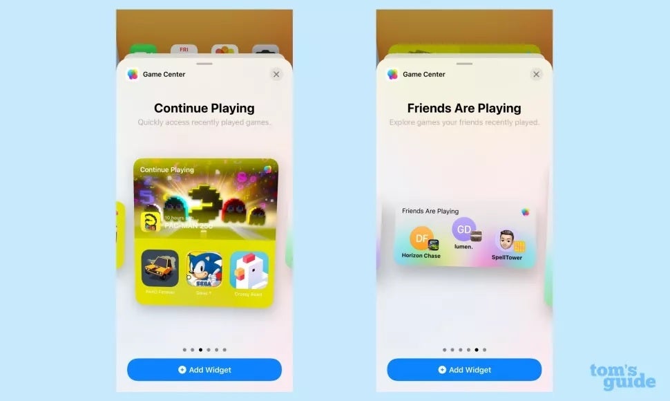 Game Center widget for iOS 15. Image Credit-Tom&#039;s Guide - Widget fans, pay attention! New Apple-developed widgets are included in iOS 15