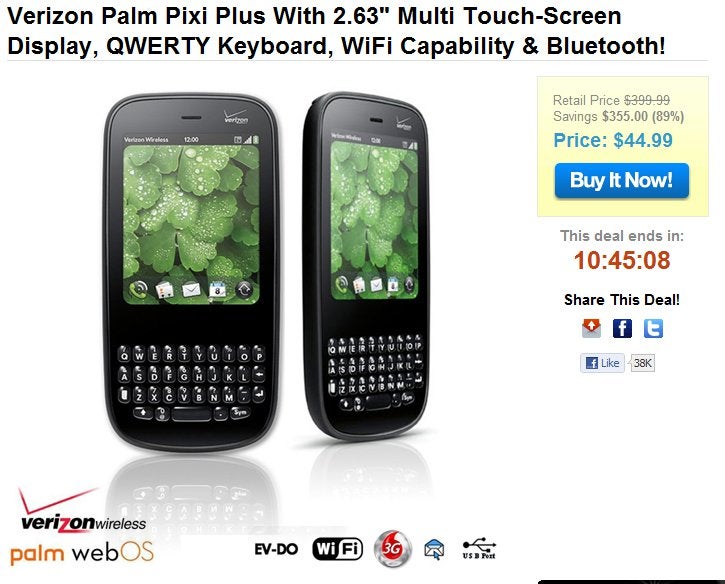 Verizon&#039;s Palm Pixi Plus takes another price dip - $45 no-contract