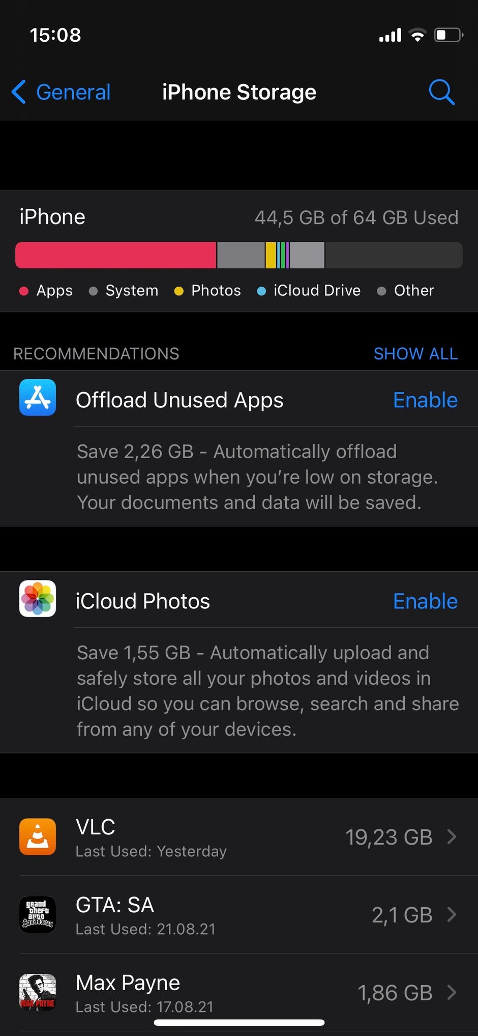 Notice how the system takes up some of my storage, which is inevitable - iPhone 13 storage: how big should you get?