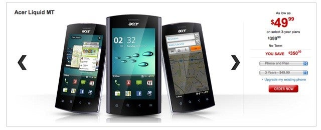 Acer Liquid MT is now available through Rogers for $49.99 with a 3-year contract
