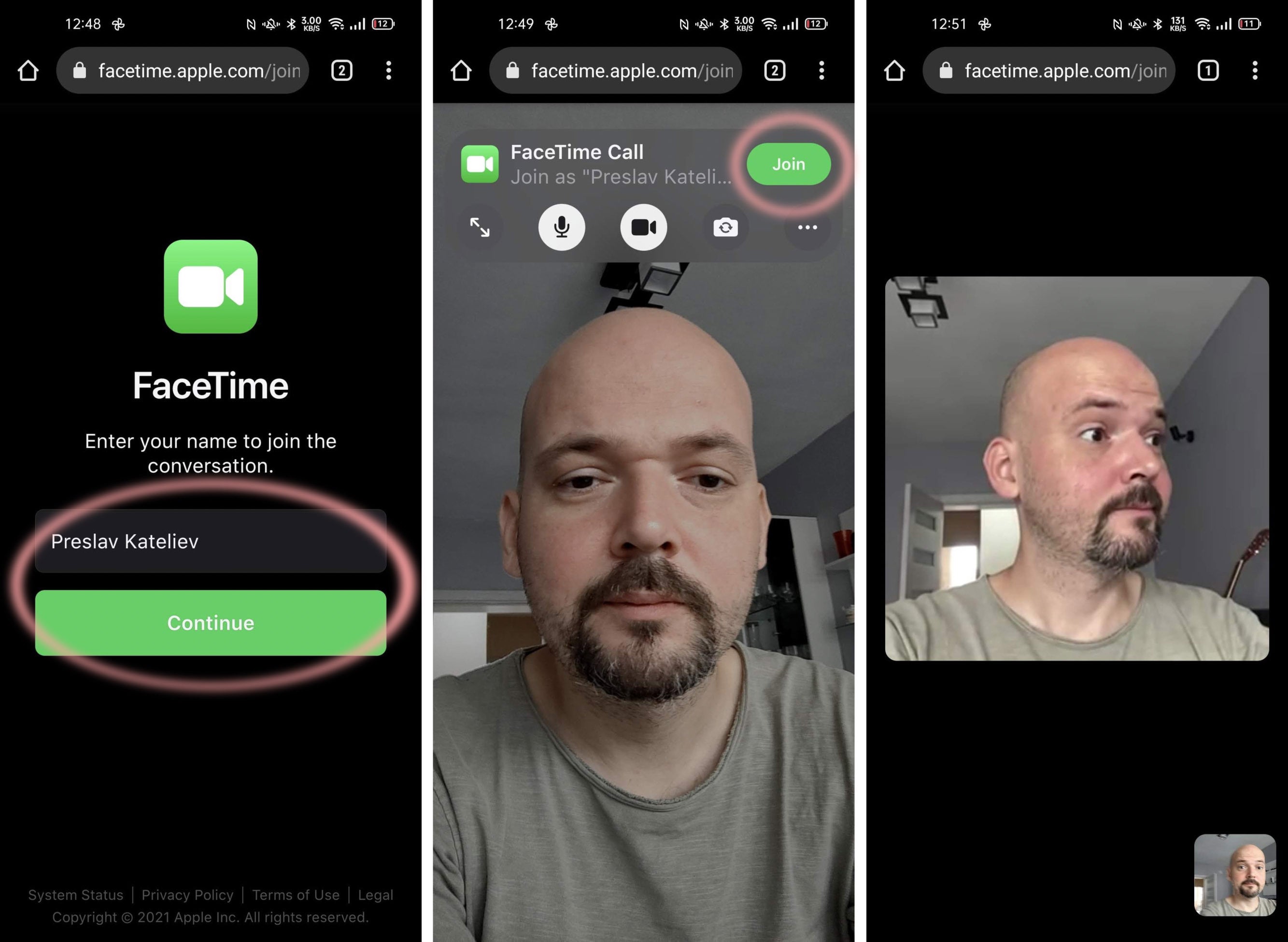 How it looks on Android - How to FaceTime Android users from iPhone