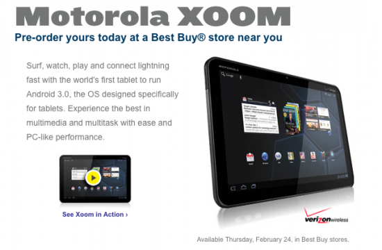 Best Buy pre-order page for the Motorola XOOM is back