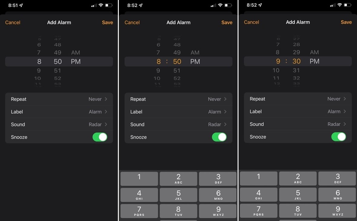 The spinning numbers wheel returns in iOS 15. If you miss the number pad, you can tap the spinner to bring it back at the bottom of the screen - Apple brings back the spinning numbers wheel to the iOS alarm clock; mixed VR headset coming H2 2022