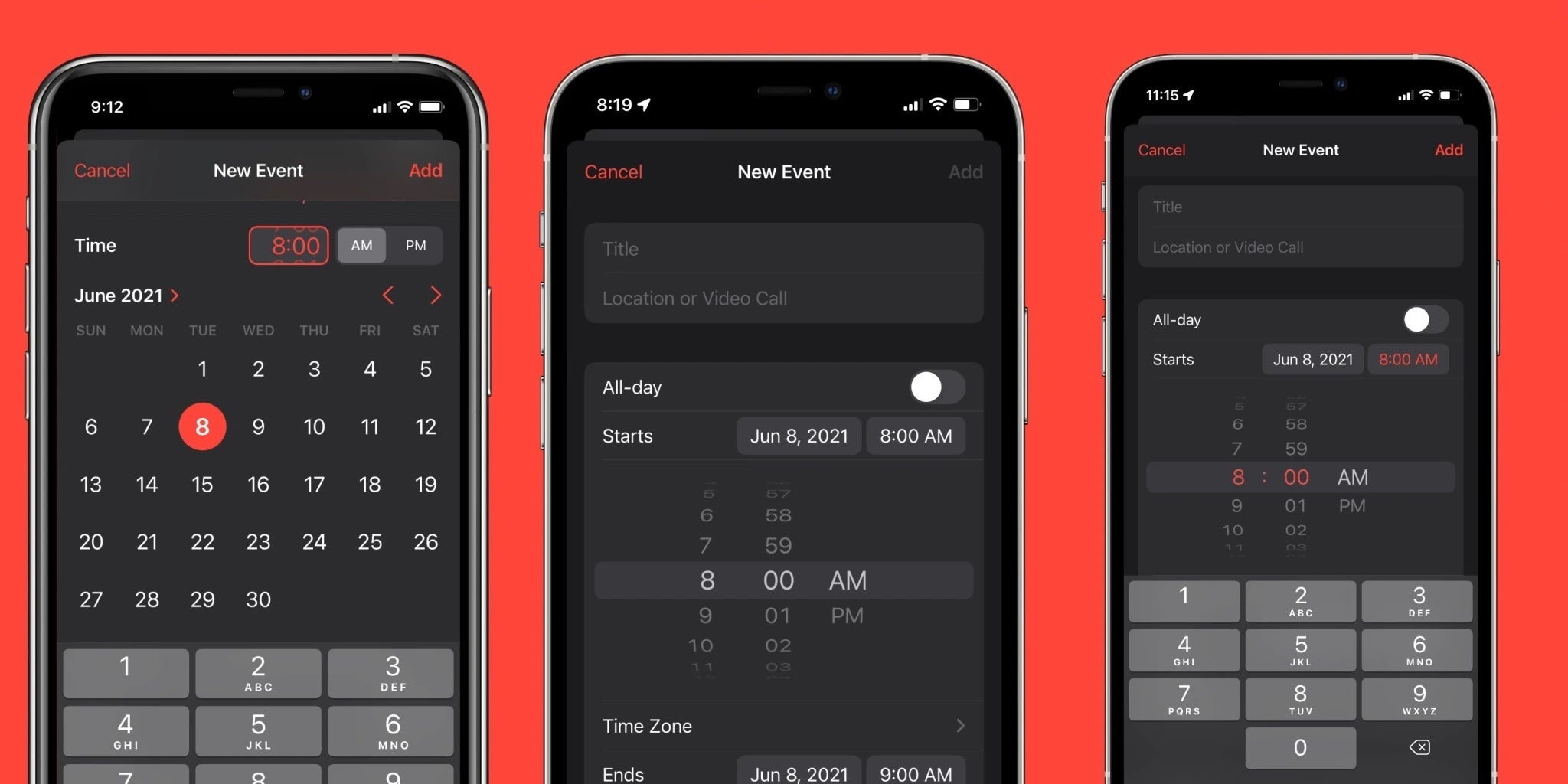 Google Calendar also uses both the spinning numbers wheel and the number pad - Apple brings back the spinning numbers wheel to the iOS alarm clock; mixed VR headset coming H2 2022