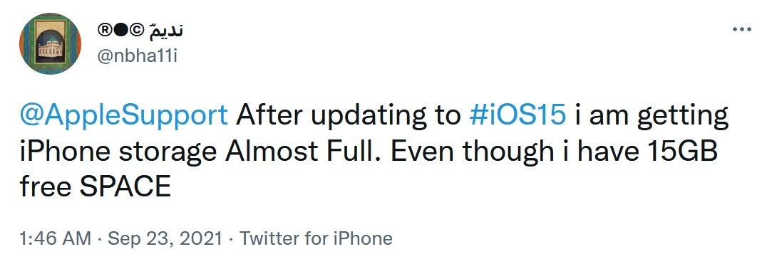 Apple might be forced to pushout an update to iOS 15.0.1 or to iPadOS 15.0.1 - Apple iOS 15 bug lies to users telling them that their "Storage is Almost Full"