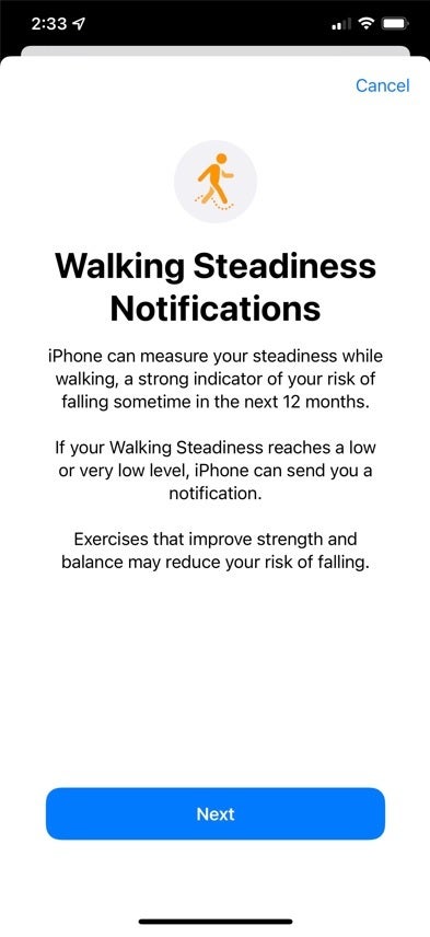 The new Walking Steadiness Notification feature comes with the iOS 15 update - New iOS 15 feature notifies you if you&#039;re in risk of falling