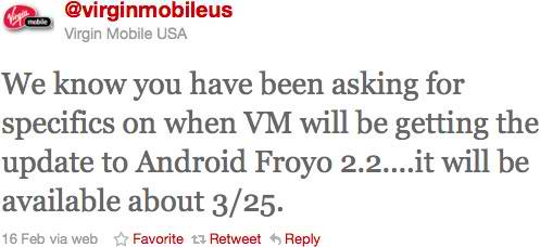 Virgin Mobile's Samsung Intercept will get its dose of Froyo around March 25th