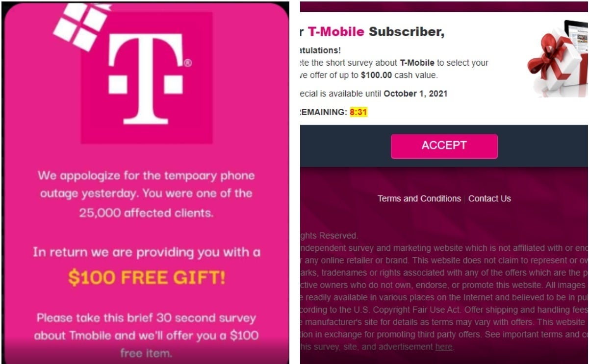 Some T-Mobile subscribers are receiving this spam - T-Mobile customers are receiving spam texts possibly related to August&#039;s data breach