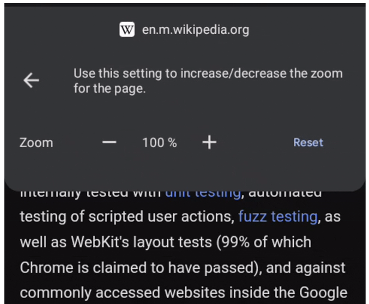 Page Zoom is a new accessibility feature in Chrome for Android