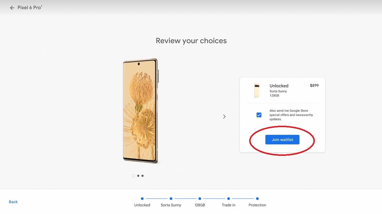 Google Store will open a waitlist for you should your Pixel 6 choice be sold out - Your Pixel 6 choice not available? The Google Store will open a waitlist for you to join