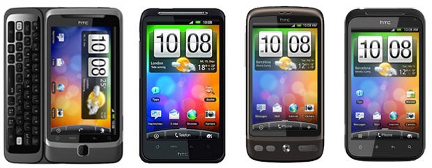 HTC has confirmed that these four handsets, the HTC Desire Z, Desire HD, Desire and Incredible S will be receiving Android 2.3 in Q2 (image courtesy of Mobile Crunch) - Gingerbread coming to 4 HTC devices next quarter