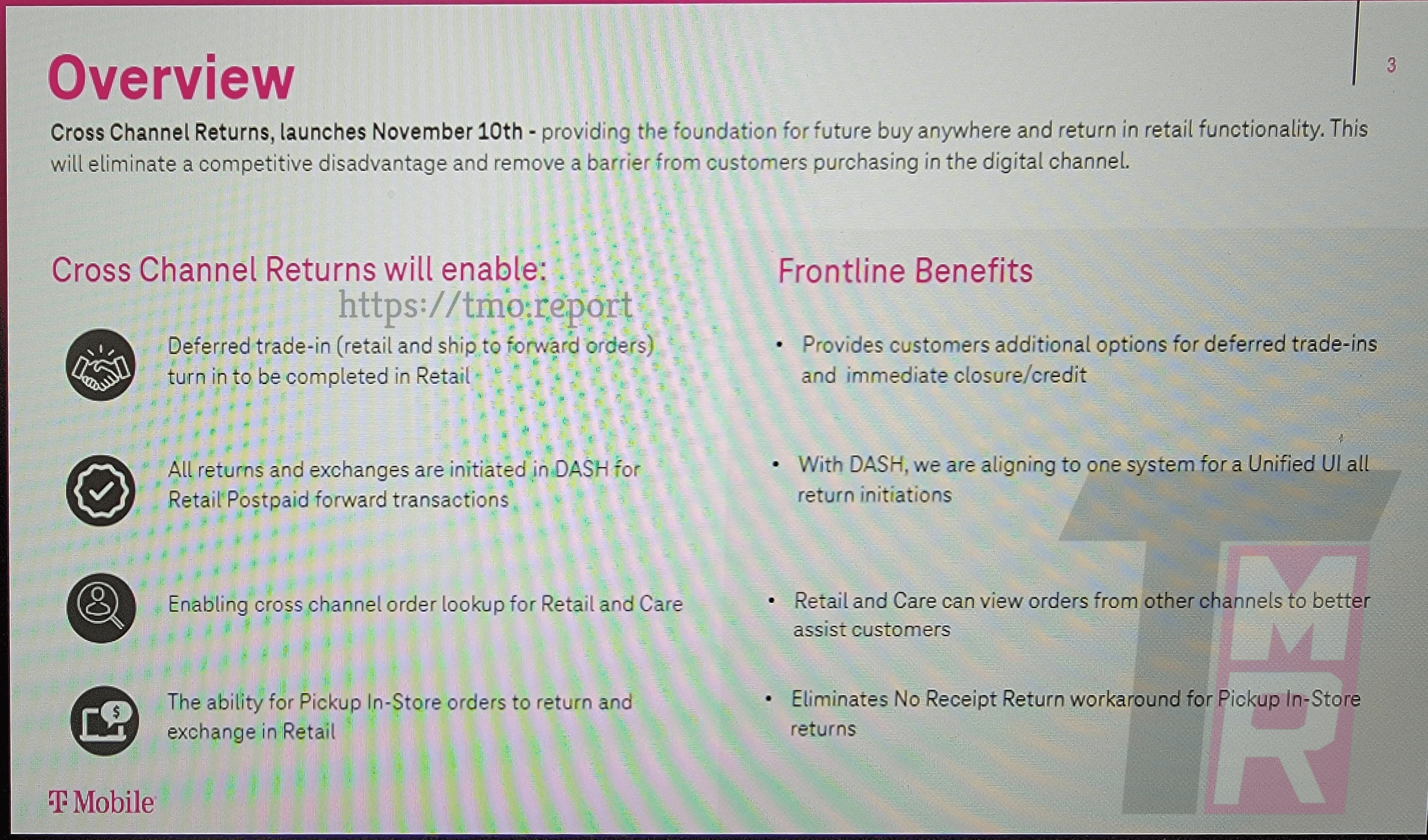 Leaked slide reveals that T-Mobile will allow Cross-Channel Returns starting November 10th - T-Mobile finally catches up with the competition by allowing &quot;Cross-Channel Returns&quot; next month