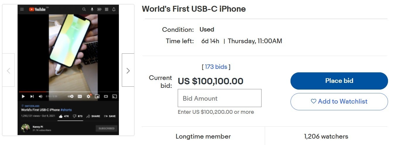 Got an extra $100 grand to spend on the world's first iPhone with a USB-C port? - First iPhone modified with USB-C port has $100,100 bid on eBay
