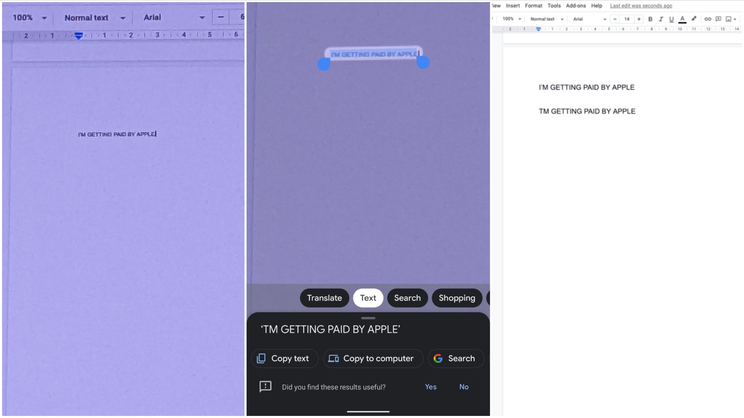 This was taken at 20x zoom with the Pixel 6 Pro. The font size was set to 6, but Google&#039;s clever AI managed to make out the text pretty well. Also, I guess I&#039;m caught now... - Can you commit a crime using these &quot;magical&quot; iPhone 13, Galaxy S21, and Pixel 6 camera features
