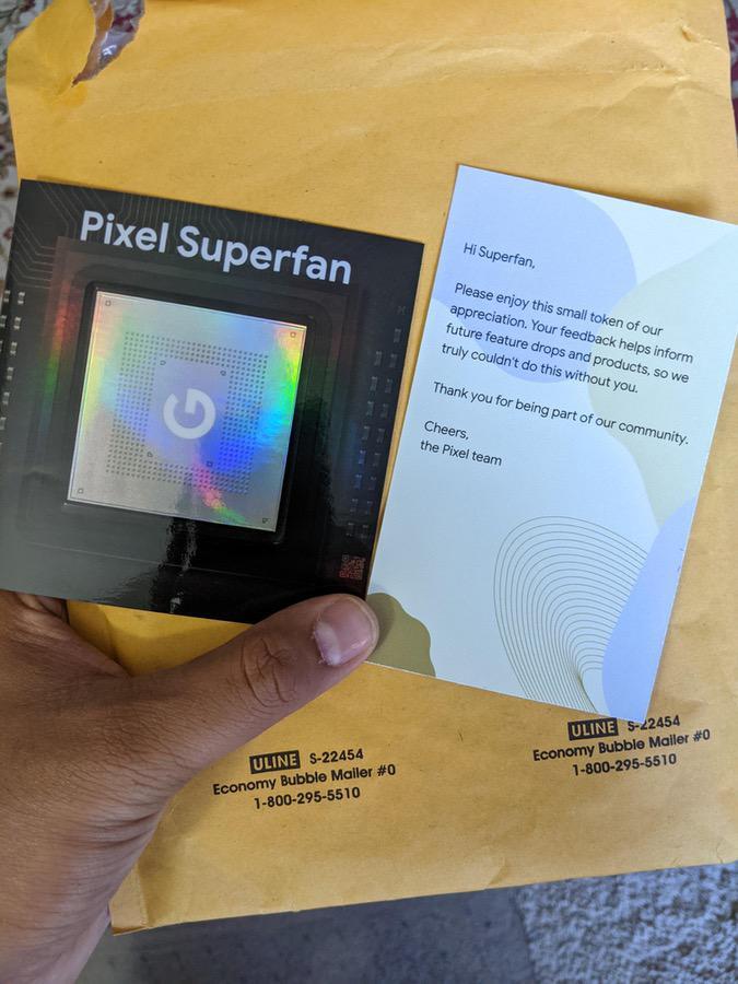 ...and a Google Tensor sticker - Some Pixel Superfans are getting gifts from Google
