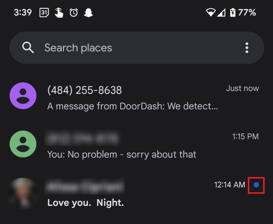 A beta update to the Google Messages App for Android adds notification dots to unread messages inside the app - Google tests new notification dots inside the Google Messages app