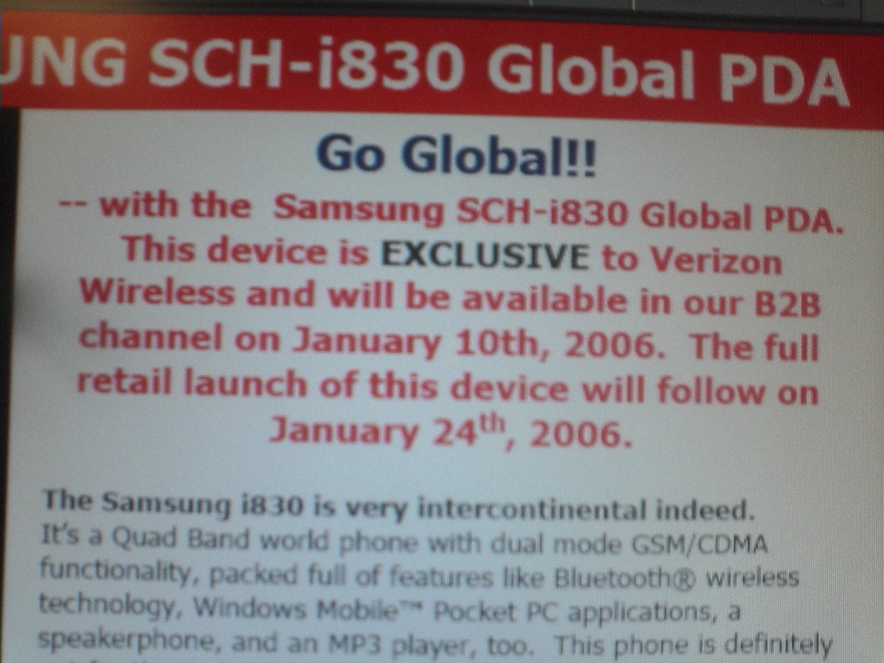 Verizon to launch Samsung SCH-i830 next month