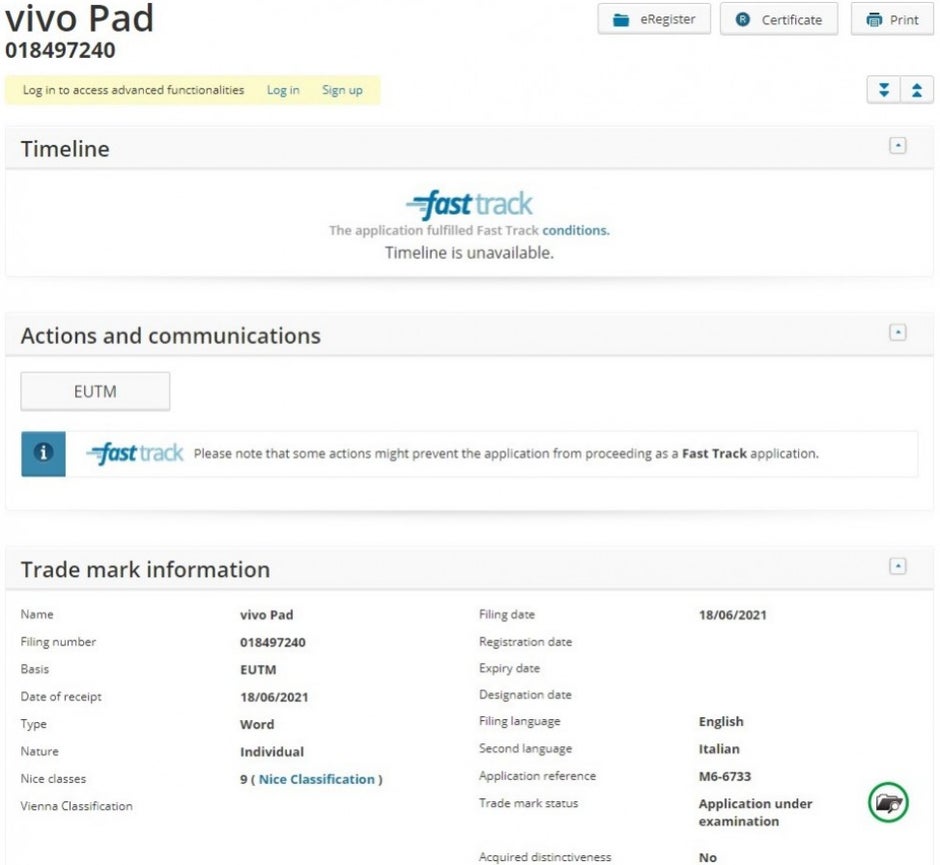 Vivo Pad trademark - Vivo’s next Android device is a very powerful tablet
