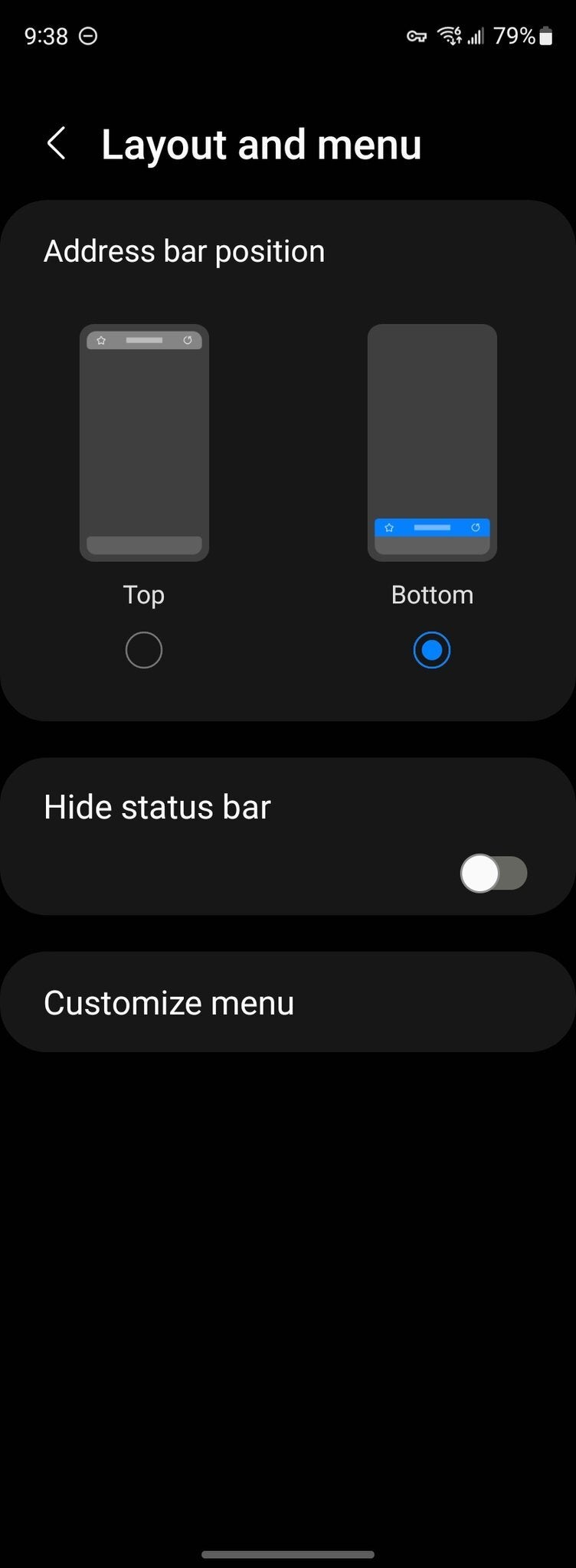 Move URL bar menu. Credits - Dan Seifer - Samsung finally brings one of the most requested features to its Internet browser