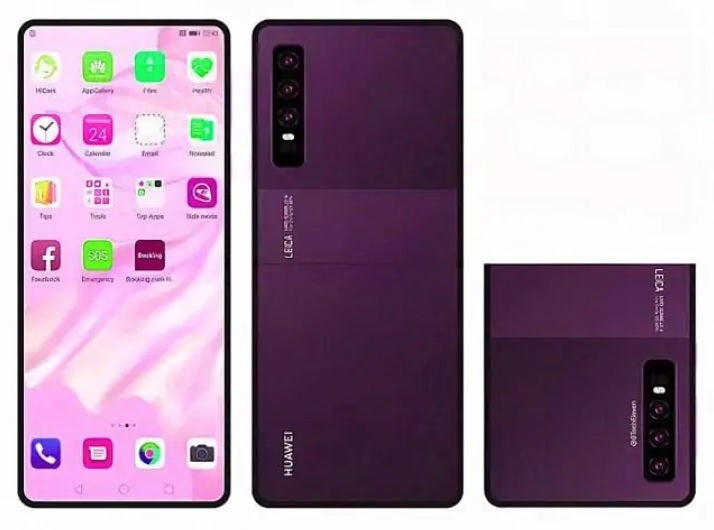 Render of Huawei's rumored clamshell flip phone - Huawei's rumored foldable flip phone said to employ a next-generation hinge