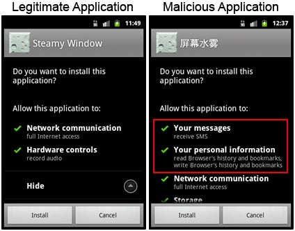 Be careful – the Steamy Window application for Android may contain a virus