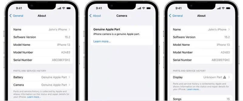 iOS 15.2 &quot;Parts and Service History&quot; will show if a repair part on your iPhone is genuine or not