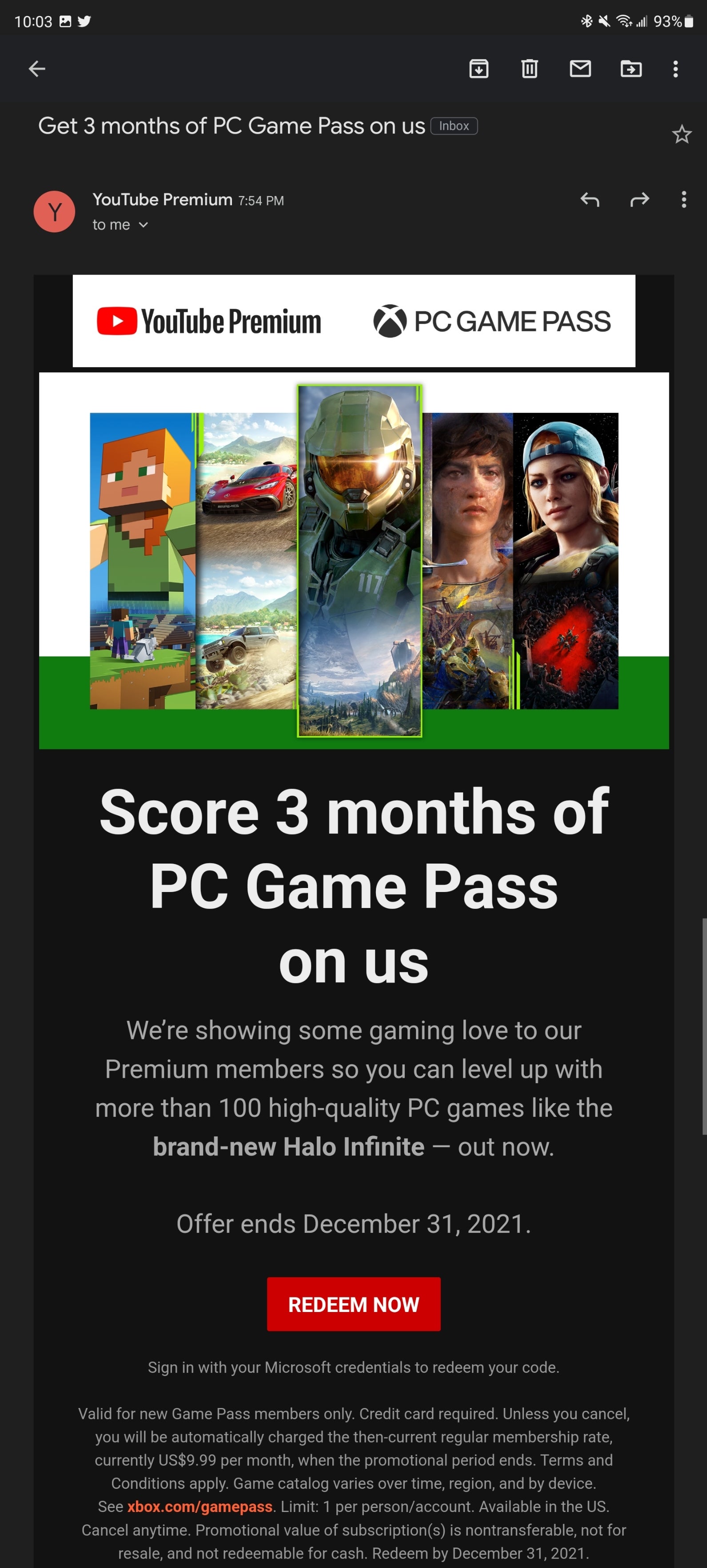 YouTube Premium now gets you 3 months of Microsoft’s ‘PC Game Pass’ for free