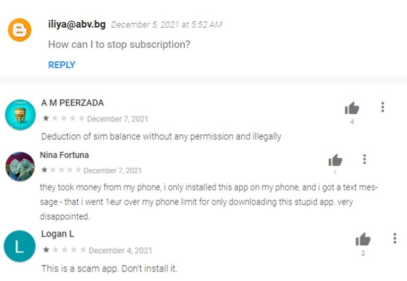Comment section from Color Messages - Delete this new Joker malware from your Android device before you're billed for a premium service