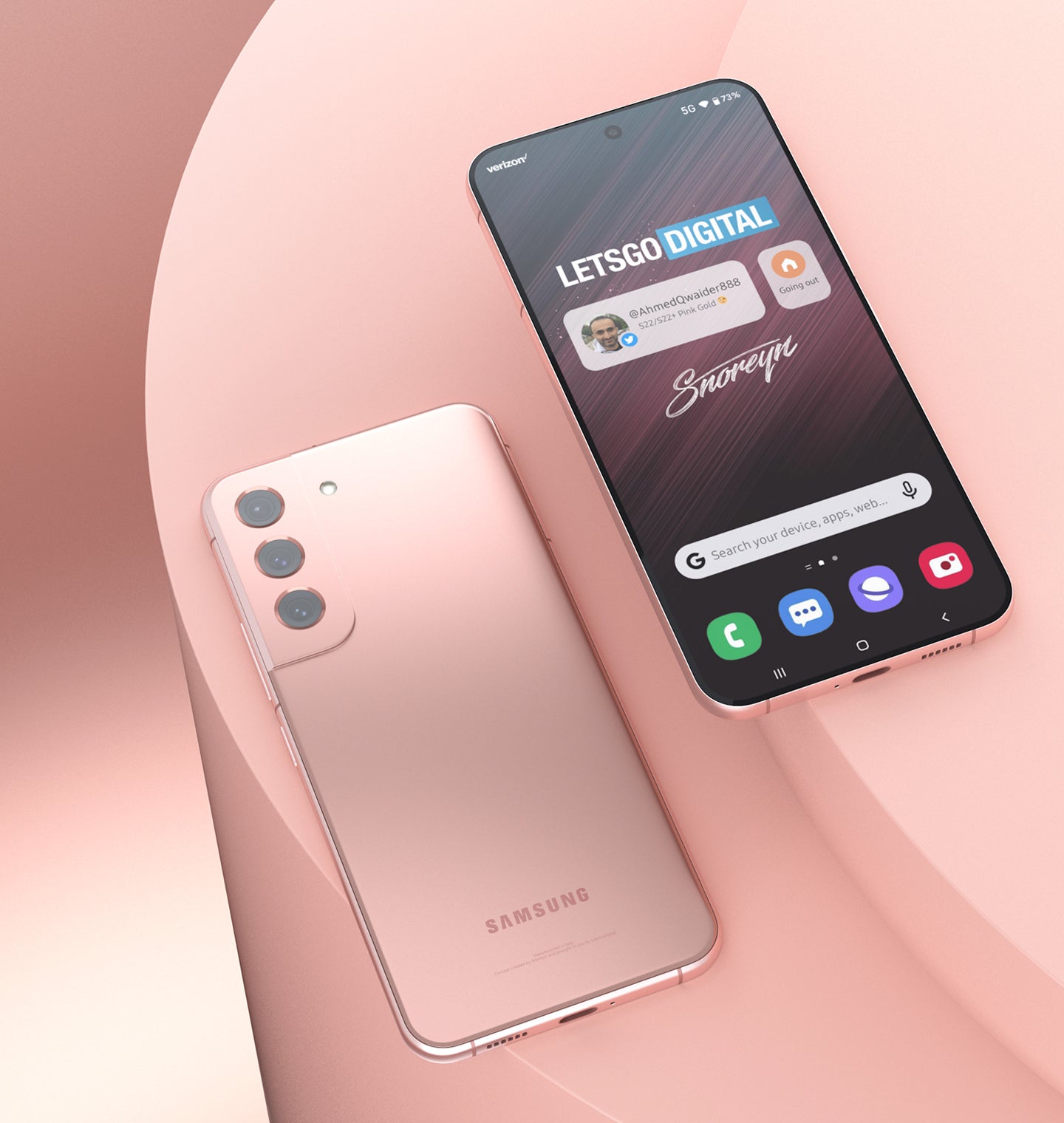 Samsung Galaxy S22 renders in a youthful Pink Gold color appear online