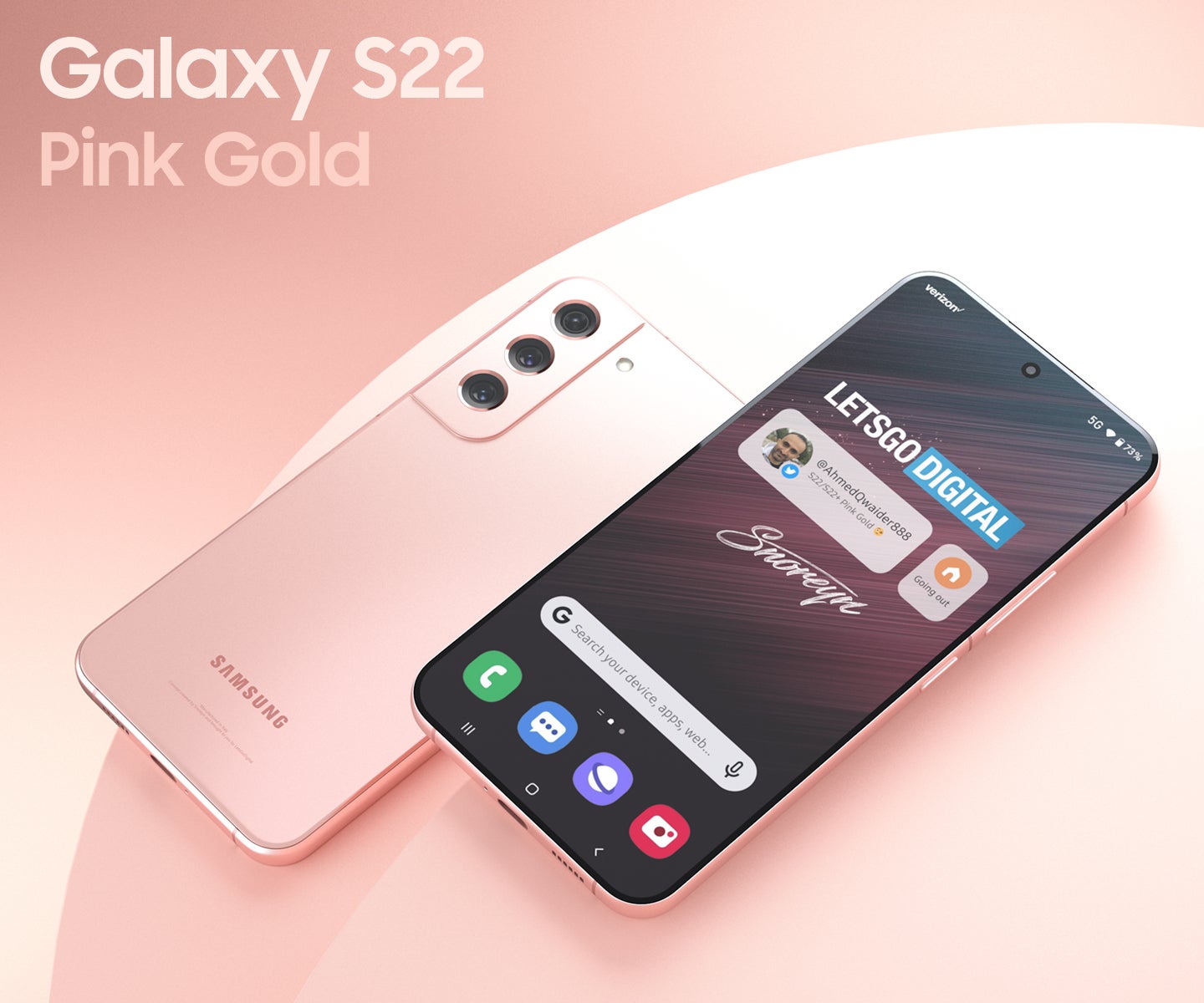 Samsung Galaxy S22 renders in a youthful Pink Gold color appear online